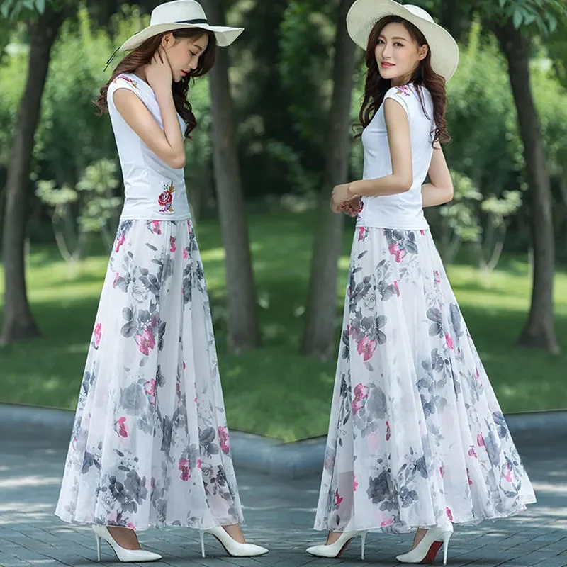 Big long floral outlet skirt