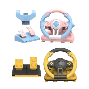 Game Racing Wheel with Pedals for Multiple Platform 180 Degree Rotating Driving Simulators USB Race Steering Wheel
