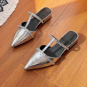 Sandal Wanita Premium Heels 3 cm Mule slip on Terbaru Permata Sepatu Wanita heels pesta elegan