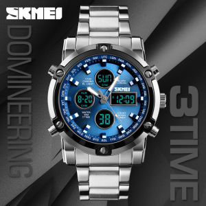 Jam Tangan PRIA Digital SKMEI 1389 SILVER BLUE Water Resistant 30M