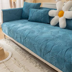 Thick Plush Sofa Towel Universal Non-Slip Corner Sofa Cushion Armrest Velvet Sofa Cover Mat Home Decoration Cover Solid Color L Shape Sofa Covers
