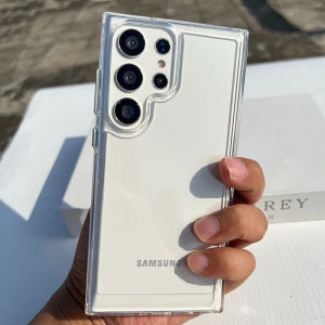 CrashStar Acrylic Hard Back Thick Soft Edge Shockproof Phone Case For Samsung Galaxy S25 S24 FE S23 S22 S21 S20 Note 20 Ultra + A05 A05S A06 A17 A16 A15 A14 A13 A12 A20 A25 A36 A35 A34 A33 A30 A56 A55 A54 A53 A52 A52s A73 A72 5G Clear Phone Casing Cover