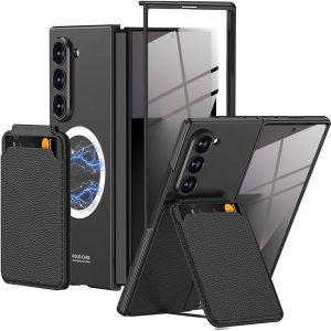 Ốp ví có thể tháo rời cho Samsung Z Fold 7 [Tương thích với Magsafe] kèm miếng bảo vệ màn hình & Chân đế có thể điều chỉnh Ốp chống sốc [PU đồ đựng thẻ bằng da] toàn bảo vệ cơ thể cho Galaxy Z Fold 6 Ốp Z Fold 5