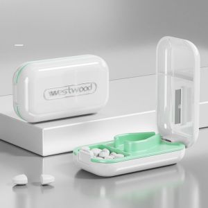 JING Small Pill Cutter 2 In 1 Portable Pill Splitter  Dustproof Tablet Crusher Small or Large Pills