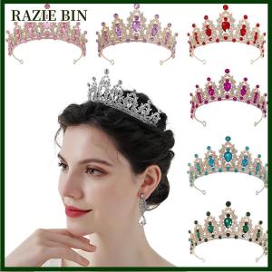 RAZIE BIN มงกุฎคริสตัลหรูหราหรูหราเครื่องประดับผมเจ้าหญิงมงกุฎสำหรับผู้หญิงเครื่องประดับหัวใหม่