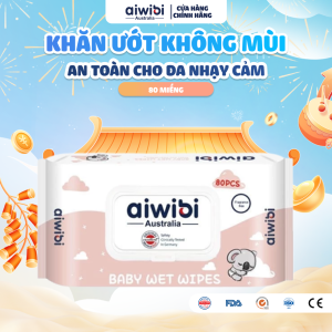 Khăn Giấy Ướt Aiwibi Cao Cấp Không Mùi 80 Miếng/Gói Nhẹ Dịu An Toàn Cho Bé