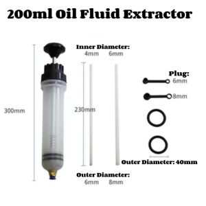 200/500ml Car Oil Fluid Extractor Engine Oil Fuel Pump Syringe Penyedut Minyak Hitam Kereta Filling