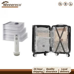 [Winnereco Flagship Mall] Clothing Storage Cordless Vacuum Bag with Wireless Electric Pump Packing Seal Space Saver Storage Bags for Clothing Bedding and Travel Essentials