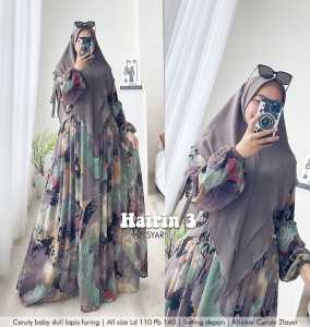 MAHDIYA OUTFIT - GAMISHAIRIN 3 SYARI TERBARU . BUSUI SET KERUDUNG GAUN PESTA MUSLIMAH MEWAH ADEM