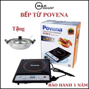 Bếp điện từ POVENA mặt kính cường lực siêu bền công suất 2000W . Siêu tiết kiệm điện(Kèm 1 nồi lẩu) Hot