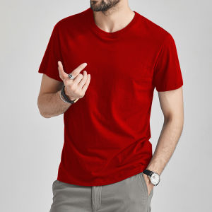 Summer T-Shirts Male Men Tshirts Cotton Cool Short Tee Shirt Women Plain Solid Tees Top Female Red Tee Men O-Neck Plus Size 5XL