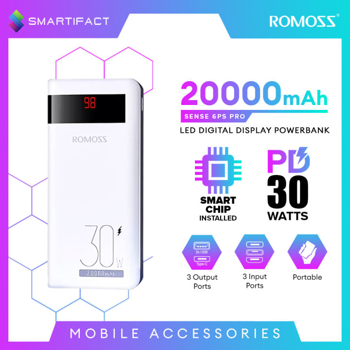 Romoss Sense 6PS Pro 30W/ Sense 6PS+ 18W 20000 mAh Powerbank Two-way ...