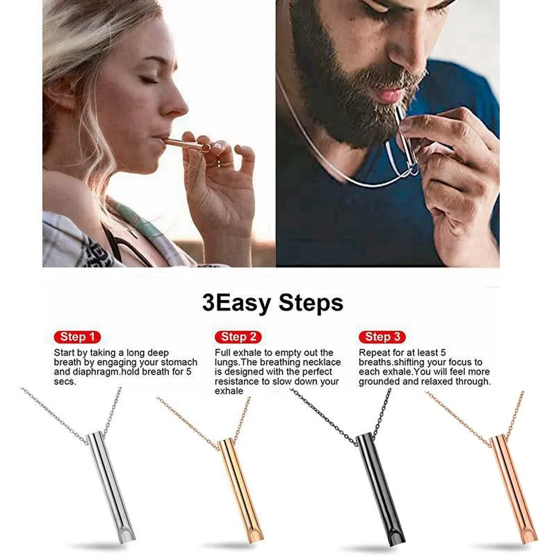 Stainless Steel Mindfulness Breathing Necklace For Women Men