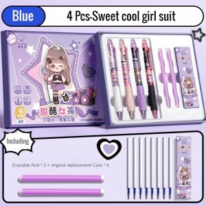 4Pcs Erasable Gel Pen Black Ink with Eraser Quick Drying 0.5mm Retractable Eraser Pen Gift