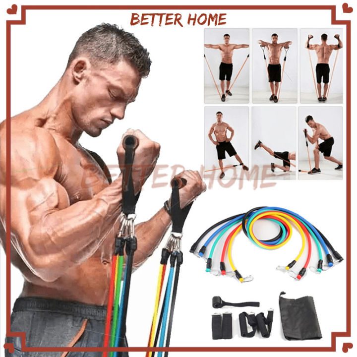 Resistance Band Set 11 PCS /Tali Pembantu Fitness Gym Power/11 In Pro  Resistance Band Set Lazada Indonesia