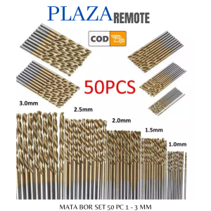 MATA BOR SET TITANIUM ISI 50 PCS HSS KAYU PLASTIK PCB BESI ALUMUNIUM DLL 1 - 3 MM