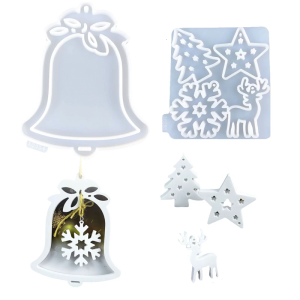 Silicone Mould Christmas Bells Wall Hanging Mould Epoxy Resin Molds Ornament Mould Craft Supplies for Easters Decoration