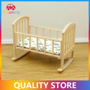 [Eleanor] 1 12 Dollhouse Mini Cradle Baby Bed Rocking Bed Model Dollhouse Simulation Furniture Decoration Dolls House Accessories Play Toy