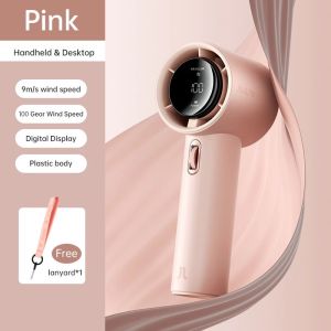 JISULIFE  2025 Turbo Handheld Bladeless Fan 1-120 Speed  LED Display  Rechargeable Portable Mini Fan