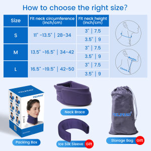 VELPEAU Neck Support Soft Neck Brace Comfort Foam Cervical Collar  Relieves Pain & Pressure in Spine Wraps Aligns Stabilizes Vertebrae For Sleep & Work