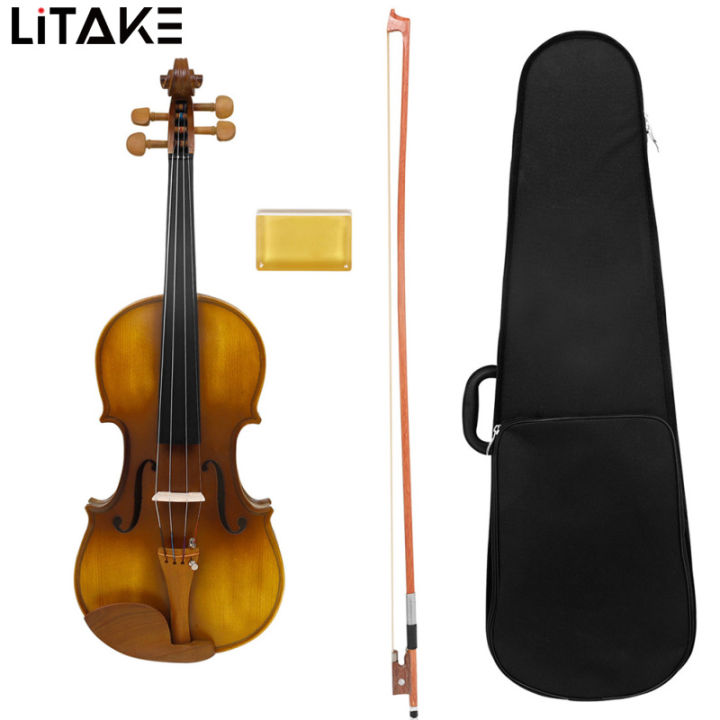 4/4 Full Size Violin Set Solid Wood Violins Musical Instrument