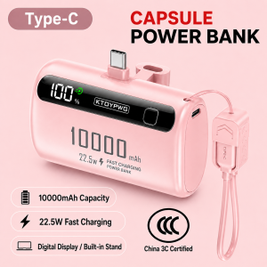 Mini 10000mAh Capsule Power Bank | 22.5W Fast Charge | CCC Certified