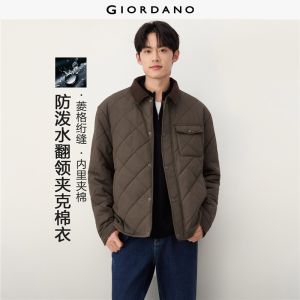 Giordano Beau Monde Men Corduroy collar cargo quilted jacket Free Shipping 13076727
