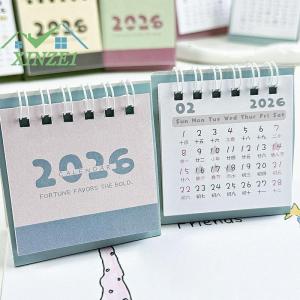 XZ✨✨✨ 2026 mini đơn giản Lịch Bàn Nhỏ Lịch sáng tạo CuộN lịch kế hoạch trang trí máy tính để bàn văn phòng phẩm