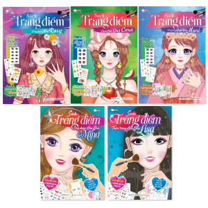 Combo Sách trang điểm công chúa (5 cuốn) (Tô màu và bóc dán hơn 500+ stickers sáng tạo) cho bé gái