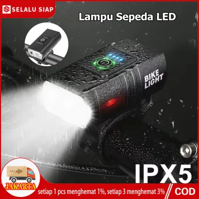 Lampu 2 LED Sepeda Depan Super Terang Senter 1000Lumens Bike Light 1000mAh Waterproof USB Charge
