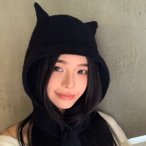 WENKEN Ấm áp Mũ len nữ kiểu dáng mùa đông. Đa năng Chống gió. Mũ bảo vệ tai Thời trang Mềm mại Mũ trùm đầu Mùa Thu Đông