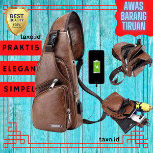 Tas Selempang Kulit Pria Model Sling Bag Untuk Jalan Traveling Tempat HP Dompet Perlengkapan Pria