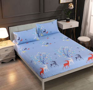 3 in 1 Bedding set Deer Pink Blue Yellow Light Color 1 bed sheet+2 pillow cases New Design Plain Single Queen Size
