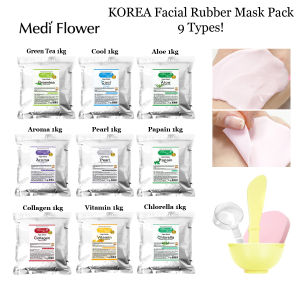 [Mediflower] Gói Mặt Nạ Mô Hình Khuôn Mặt Hàn Quốc Alge Mới (Bột) 9 Loại 1Kg-Sử Dụng Thẩm Mỹ & Spa (Collagen Vitamin Ngọc Trai Chlorella Hương Thơm Mát Mẻ Lô Hội Đu Đủ trà Xanh) Phòng Khám Chăm