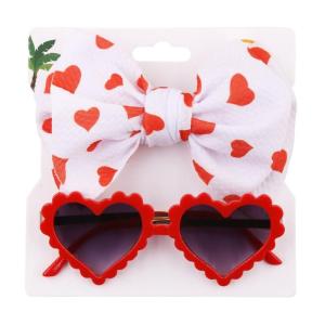 Multi-style Baby Sunglasses Headband Set Hearted Shaped Sunglasses & Bow Headband for Baby Girls Summer Outdoor Gift