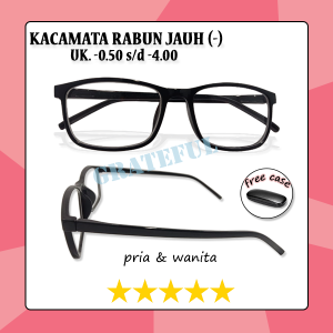 Frame Kacamata Minus (Frame + Lensa + Kotak Kacamat) Mines -0.50 sampai -4.00 Rabun Jauh Full Rimless Fashion Terbaru Kekinian Simple - COD