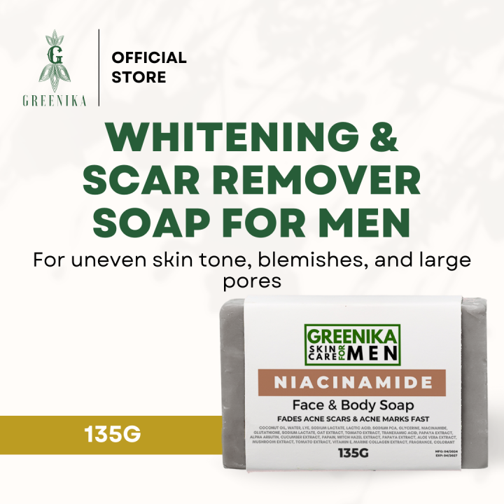 NIACINAMIDE SOAP FOR MEN ] Greenika for Men Niacinamide Soap Whitening Soap  Effective Niacinamide Bar Soap Whitening