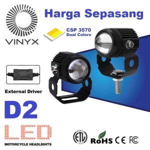 Lampu Tembak Laser Gun LED VINYX D2 Motor Mobil Sorot 30Watt 2 Warna Putih Kuning Mini 30W 30 Watt