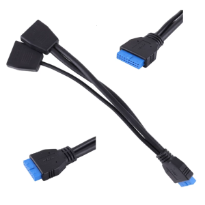 USB 3.0 19-Pin Header Extension Cable 1 to 2 Double Ports Ultra Durable for Computer Motherboard USB Splitter PCIE Pin
