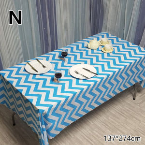 GUAN 1 Tấm Phủ Bàn Hoa Văn Lượn Sóng Khăn Trải Bàn Dùng Một Lần Nhựa Tiệc Sinh Nhật Khăn Trải Bàn Lưới Chống Nước Lễ Tắm Trẻ Đồ Trang Trí Đám Cưới