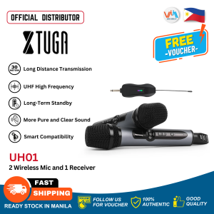 XTUGA UH01 2 Channel Universal wireless Reverb Microphone 6.35mm Multifunction Dual UHF Wireless Microphone Whole Metal Echo Microphone with Mini Potable Receiver 1/4" Output for Church/Home/Karaoke/Business Meeting VMI DIRECT