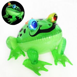 UUMIR Cute Birthday Party Decor Gifts Green Frog Inflatable Toys Blow Up Animal with Flashing Light