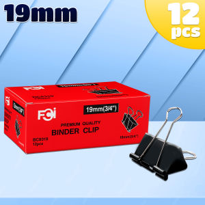 FCI 12 Pcs Binder Clip Strong and Durable Metal Construction Powerful String Grip Fold Back Handle Suitable for School And Office Use