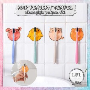 Tempat Sikat Gigi Pulpen Pensil Hook Tempel Dinding Kamar Mandi Gantungan Wastafel ToothBrush Holder