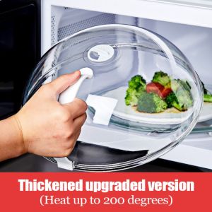 AAVGH High Temperature Resistant Microwave Splash Cover with Steam Vent and Handle Transparent Cover Microwave Splatter Cover Reusable BPA Free Microwave Guard Lid Meal Prep