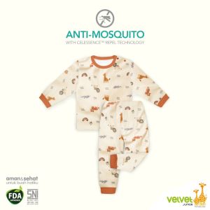 Velvet Junior Baju Bayi Anti Nyamuk Setelan Panjang Kancing Pundak