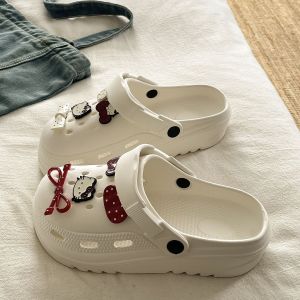 [Free Shipping] Perfect For Photos These Adorable Summer Red Nail Art Butterfly Cat-Themed Clogs Are Lightweight Comfortable And Feature A Thick Sole