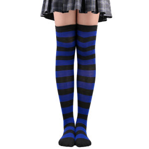 Christmas gifts Womens Striped Thigh High Stockings Ladies Halloween Girls Black White pink Long Over Above Knee Socks Cosplay Lolita Harajuku
