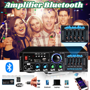 PUCUK Audio Amplifier speaker Bluetooth karaoke rumahan HiFi SD Card USB Dual Mic 160W - AV-016BT