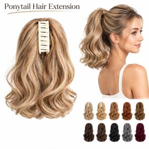 STYLETENK 30cm Curly Ponytail Extension Curly Wavy Synthetic False Hair Clip Convenient Thick Wig Claw Clip For Women